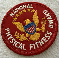 National Physical Fitness Award Red Round Embroidered Patch Vintage 90s - NEW