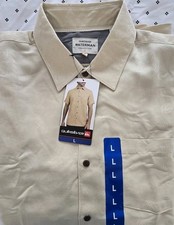 NWT Men's Quiksilver Waterman Collection Shirt Size L Tan Comfort Fit