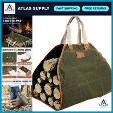 Waxed Canvas Firewood Carrier, 44" L x 21" W, Durable  Heavy-Duty Wood Tote