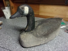 A157  vintage large herters goose duck decoy all wood original bottom weight