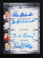 2020 Leaf Pearl Navy Blue 1/3 Alex Delvecchio Milt Schmidt Ted Lindsay Auto k4s