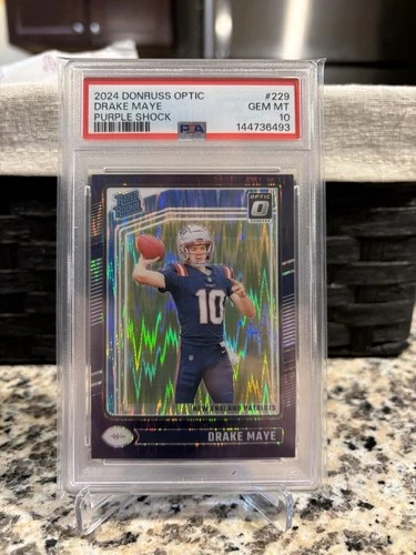 Drake Maye 2024 Panini Donruss Optic #229 Purple Shock PSA 10 Rookie RC