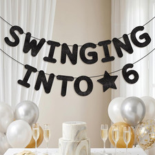 Black Happy Birthday Banner for Outdoor Indoor Birthday Party Decorations