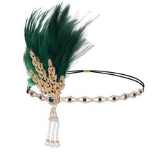 Flapper Headband Roaring 20s Headpiece Feather Band Vintage Hair Accessory