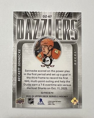 2025-26 Upper Deck Series 2 Beckett Sennecke DZ-67 Green Dazzlers