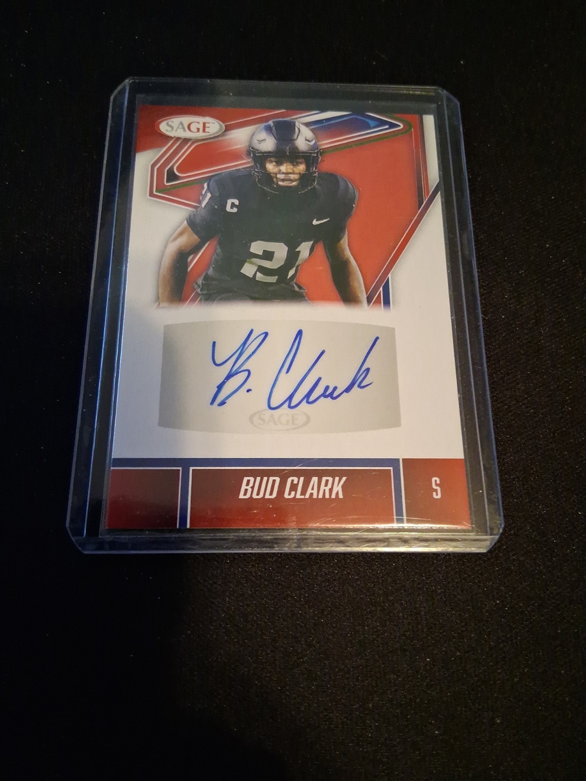 2026 Sage High Series Football Red Auto Bud Clark A-BC2