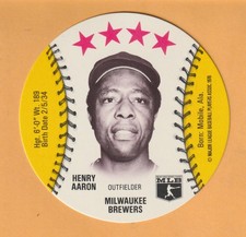 Hank Aaron Milwaukee Brewers 1976 Isaly Discs #1 HOF Mobile Alabama
