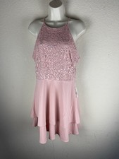 A New Day NWT Size 13 Dusty Rose Pink Floral Lace Tiered Ruffle Party Dress