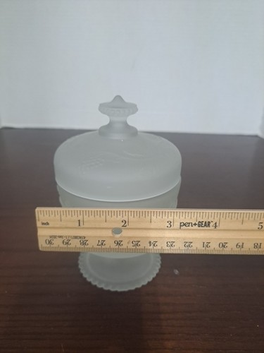 Piatto polvere vintage Avon in vetro smerigliato con motivo vite uva - Foto 10 di 10