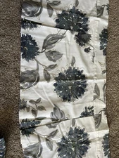 Blue And Gray Flowered Pleated Valance, 2 Valance’s , 50” Long X 18” Wide Each