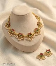 Indian Bollywood Gold Plated Kundan Choker Bridal Necklace Earrings Jewelry Set