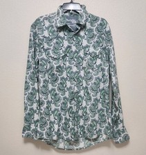 Wrangler 20X Western Shirt Mens L Green Paisley Pearl Snap MJC093M Cowboy Rodeo