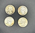 Lot of 4 US Silver Washington Quarters 90% - 1951 D , 1950 , 1962 D, 1960 D