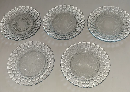 Anchor Hocking Bubble Blue Dinner Plate Set of 5, Blue Tint, 9 1/4"