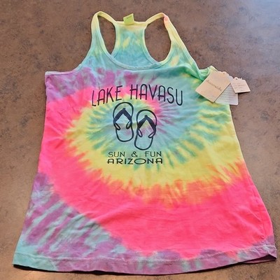 Dreamsicle Tie-Dye Racerback Lake Havasu Tank Top Multicolor Cotton Size Small