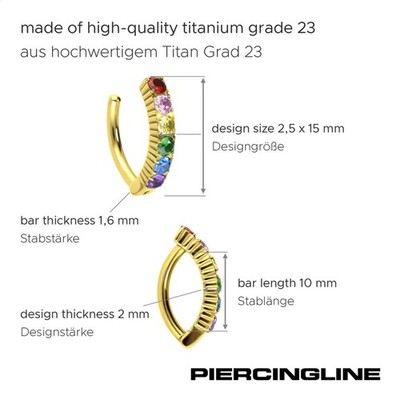 PIERCINGLINE  Bauchnabelpiercing Titan Bauchnabelclicker BOGEN + EINGEFASSTE