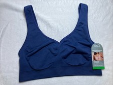 NWT Bali Women's Large Smooth Wireless Support Bralette DFBRAL Navy
