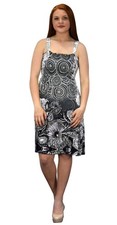 Women's Knee Length Multicolor Smocked Printed Dress (Floral Grey White M)
