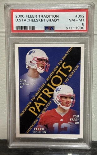 2000 FLEER DAVE STACHELSKI TOM BRADY #352 ROOKIE RC PATRIOTS PSA 8 NM-MT