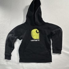 Carhartt Unisex Kids Black/Yellow Pullover Fleece Hoodie Logo Graphic 8-10