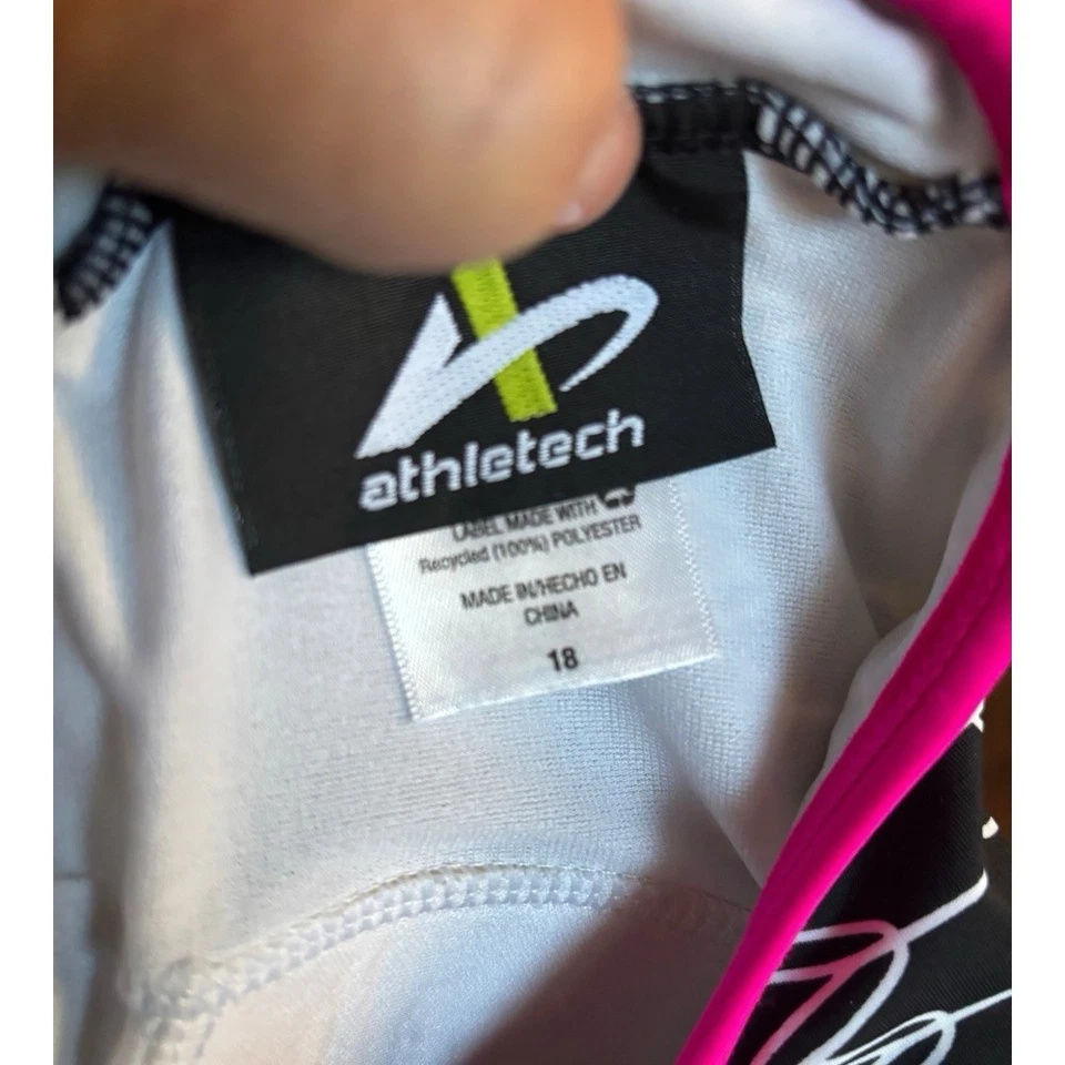 Top de Natación Tankini Athletech Talla 18 Negro Blanco Rosa Estilo Halter con Sujetador Incorporado Foto 3 de 3