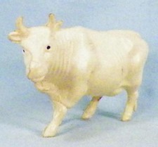 Vintage Cow Celluloid Toy Christmas Putz Decoration Off White BB