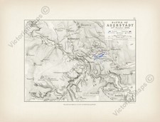 Antique map BATTLE OF AUERSTEDT Johnston 1850 wall art decor gift print poster