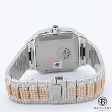 Cartier Santos Large 40mm WSSA0018 Two Tone Iced Out 25 CT 6