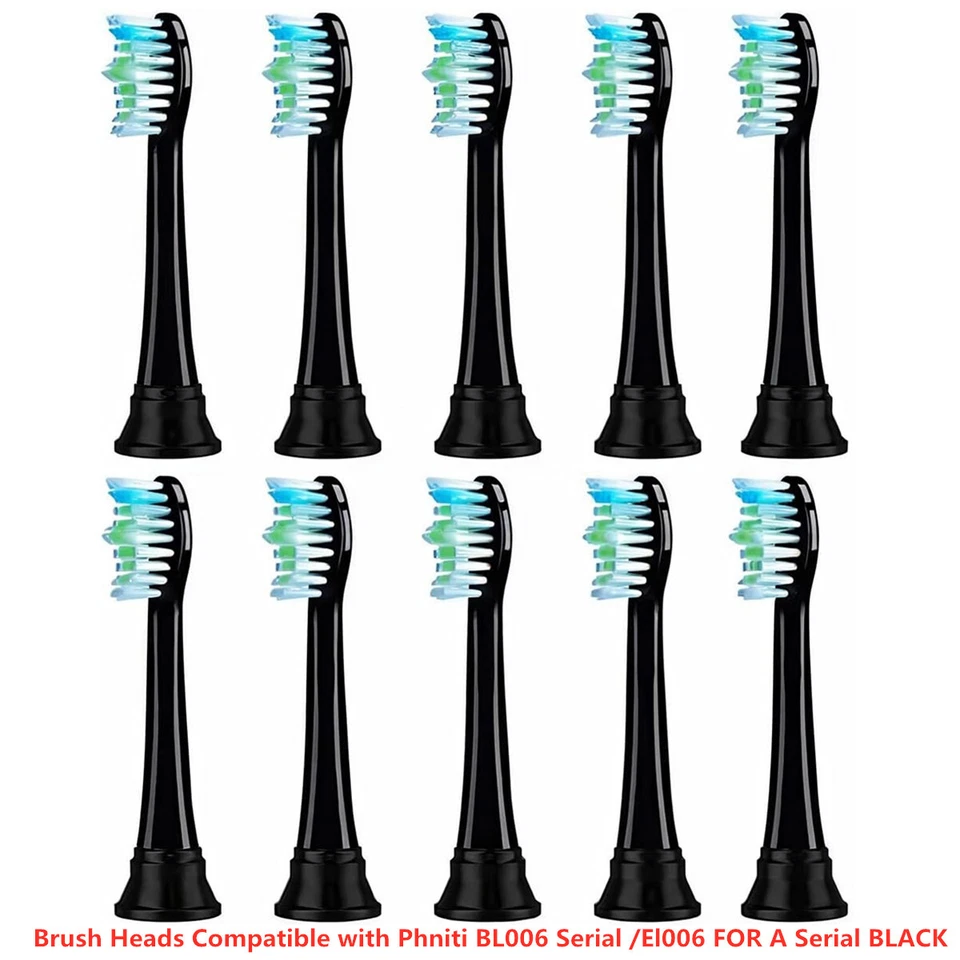 10Pack Brush Heads Compatible with Phniti BL006 Serial /El006 FOR A Serial BLACK