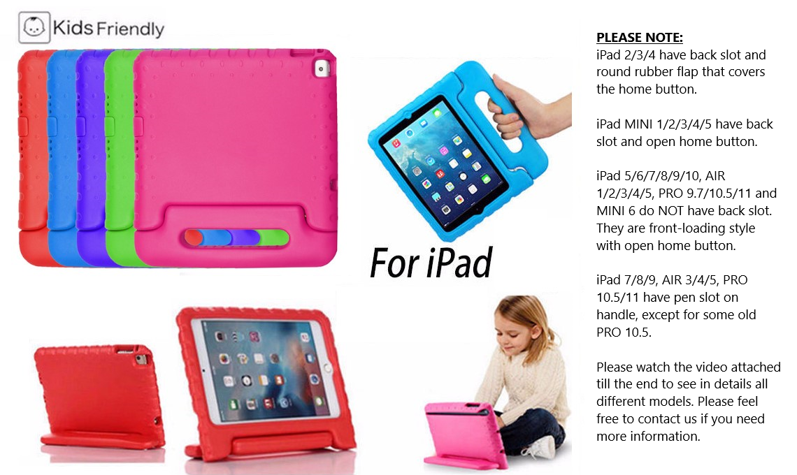 Rugged Heavy Duty Stand Case For IPad 2/3/4/5/6/7/8th Gen, IPad Air, IPad Mini - Shockproof & Kickstand