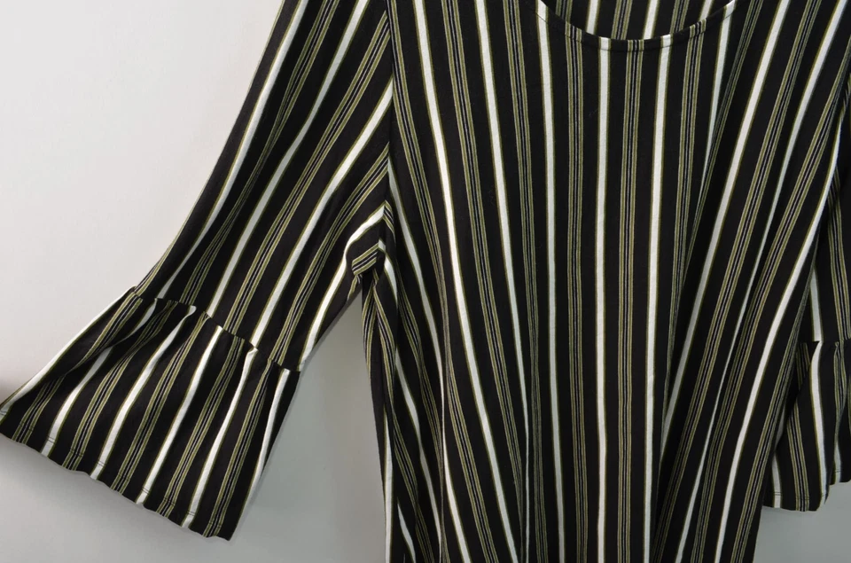 Top túnica Cato para mujer 18/20 W 2X algodón modal negro manga acampanada Foto 4 de 4