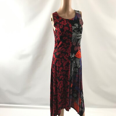 Desigual Womens Maggy Maxi Dress Size S Asymmetric Black Red