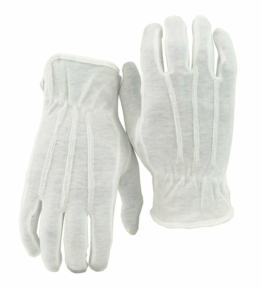 Guantes de vestir formales 100 % algodón blanco premium banda de marcha desfile Foto 2 de 4