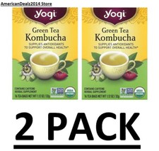 32 Bags - YOGI TEA GREEN TEA KOMBUCHA 100 NATURAL HERBAL TEA BAGS