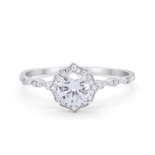 7mm Petite Dainty Round Ring 0.84 CT Simulated CZ 925 Sterling Silver