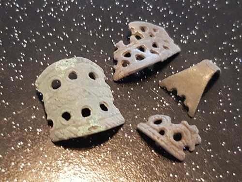 Very rare intricate type Viking bronze ring parts. Please read description. L43