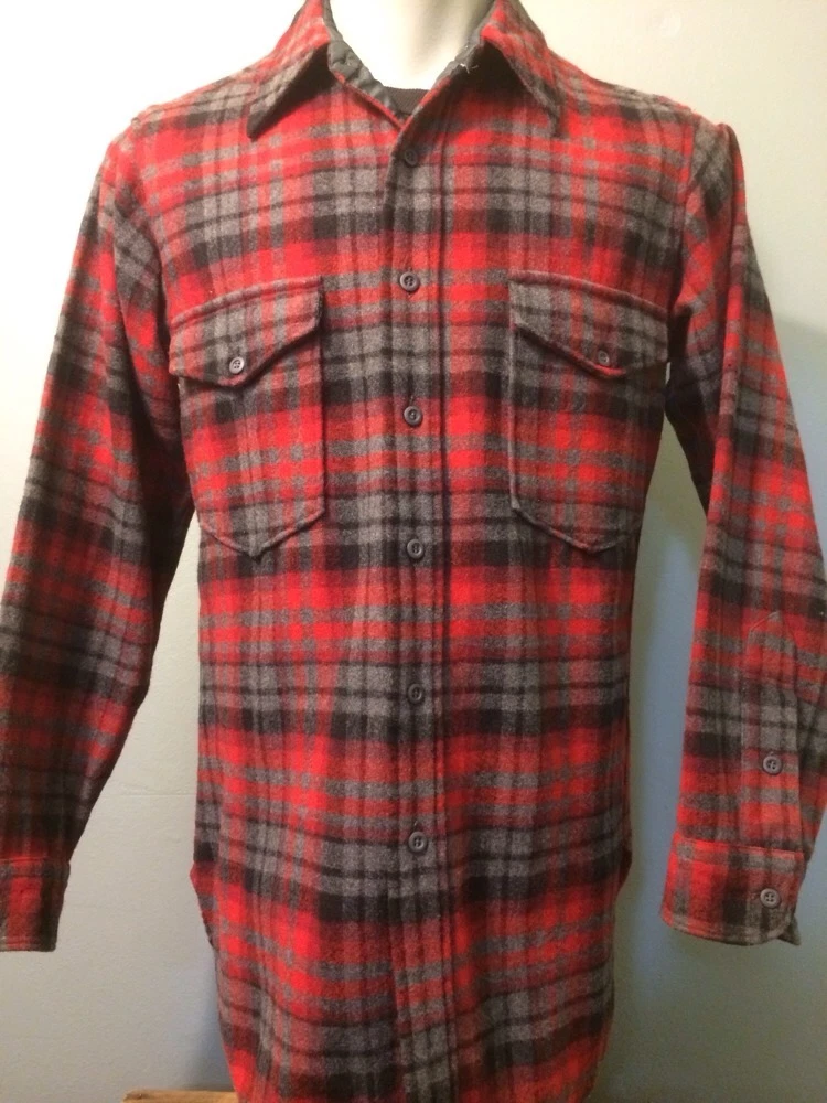 Vtg 70s 80s Pendleton Wool Shadow Plaid Shirt Mens M Western Rockabilly Flannel