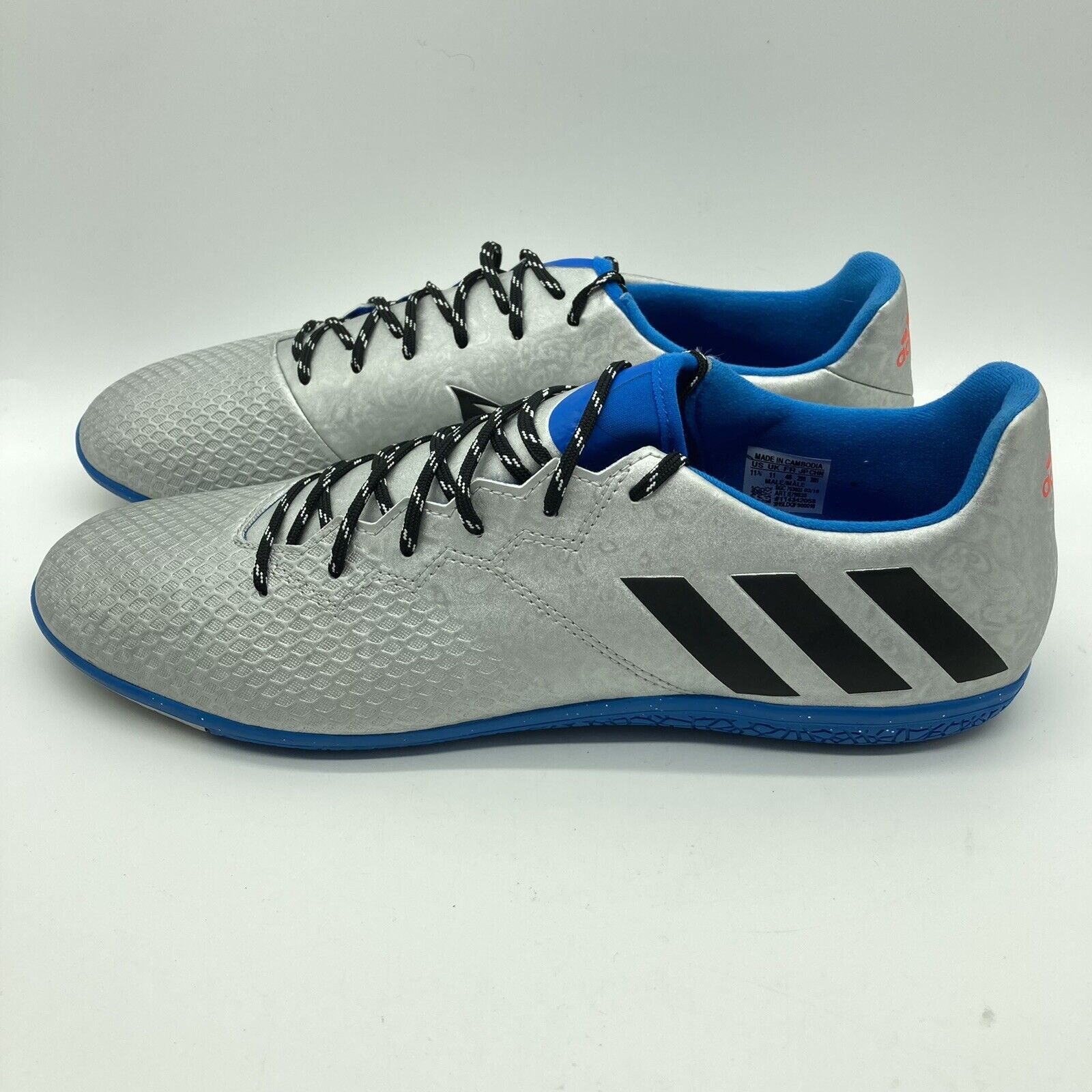 Trottoir Jonge dame ik heb het gevonden Adidas Messi 16.3 Men's Indoor Soccer Cleats Shoes Silver Blue | Size 11.5  | eBay