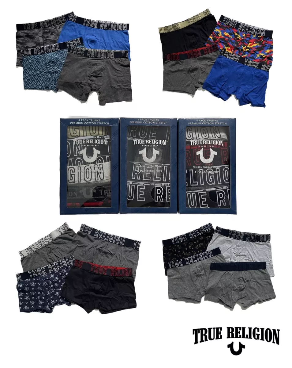 True Religion Mens Boxers 4 Pack Underwear Stretch Cotton Trunk Briefs All  Sizes