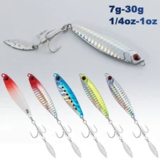 5 Pack Fishing Spoons Lures with Treble Hook Freshwater Surf Fishing Lures