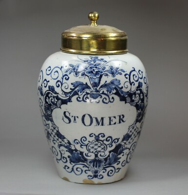 Dutch Delft blue and white tobacco jar, 18th century