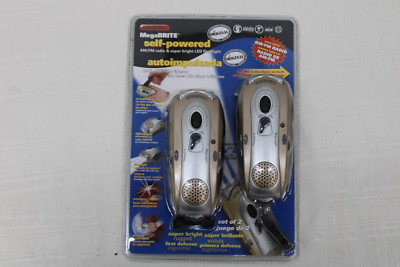 NEW! 2 Pack DuraPro Megabrite Self Powered LED Crank Flashlight AM/FM Radio