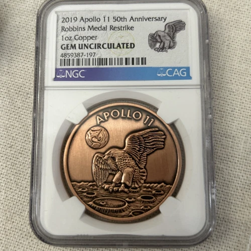 2019 Apollo 11 50th Anniversary Robbins NGC GEM Uncirculated 1oz Copper Medal