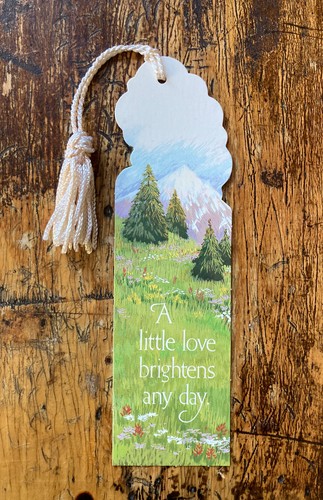 Vtg 1980s Love Brightens Any Day Beautiful Green Hillside Mountain Gift BOOKMARK