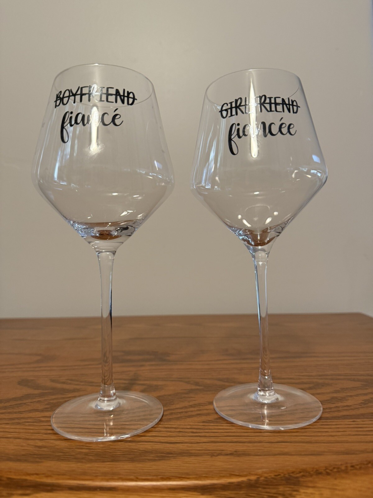 Engagement Wine Glass Boyfriend Girlfriend Fiance Fiancee 2 Glasses