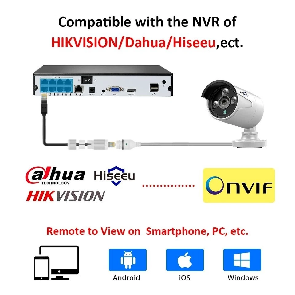 Hiseeu 5MP HD POE Mini Bullet IP Security Camera P2P IP66 Night Vision Waterprof - Image 3 of 4