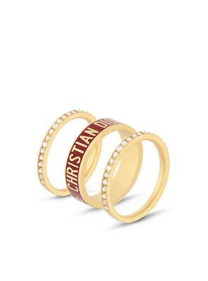 DIOR Code Ring Set Gold-Finish Metal and Silver-Tone Crystals with ...