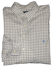 LKNU Men's RALPH LAUREN Gray-White Gingham Check L/S Button Down Shirt 2XB Big