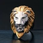 Mens Big Gold Silver Lion Head Stainless Steel Ring Size 7 8 9 10 11 12 13 14 15