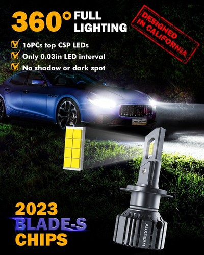 Kit de bombillas LED AUXBEAM H7 H7 haz alto/bajo súper brillante 6500K blanco 4 piezas - Imagen 5 de 12